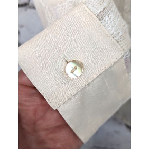 A'NUE LIGNE Woven Popover Top Cream Quiet Luxury Lagenlook Minimalist Medium - Picture 6 of 8